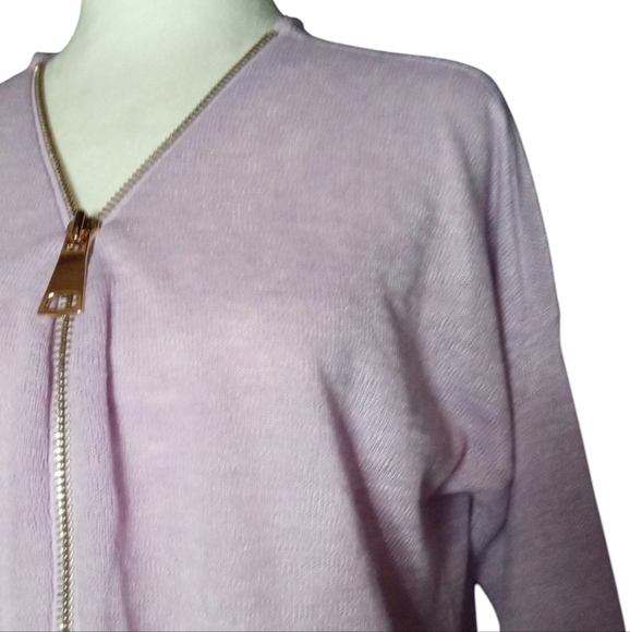 Soft Surroundings Valentina 1/2 Zip Lavender Slub Jersey Tunic Top Size Large - Picture 4 of 7
